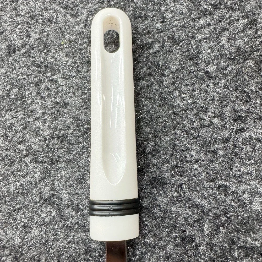 Vintage Slotted Metal Spatula Turner Flipper White Handle 13.5